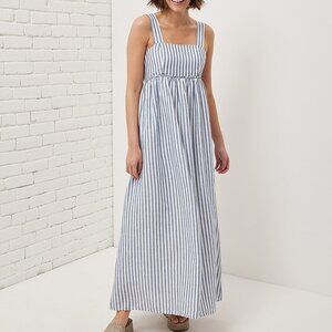 NWT UpWest Cotton Linen BeachWeave Striped Maxi Dress - with pockets!
